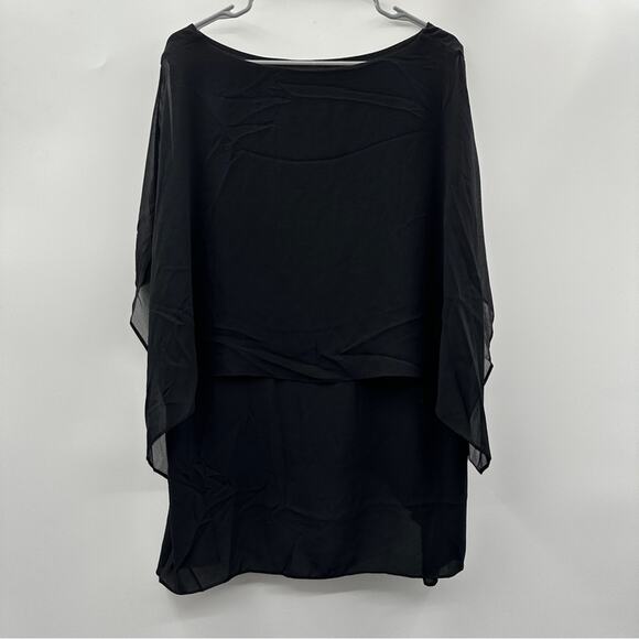 Chico's Black Double-Layer East West Flowy Top Size 3 (L) - Picture 5 of 9